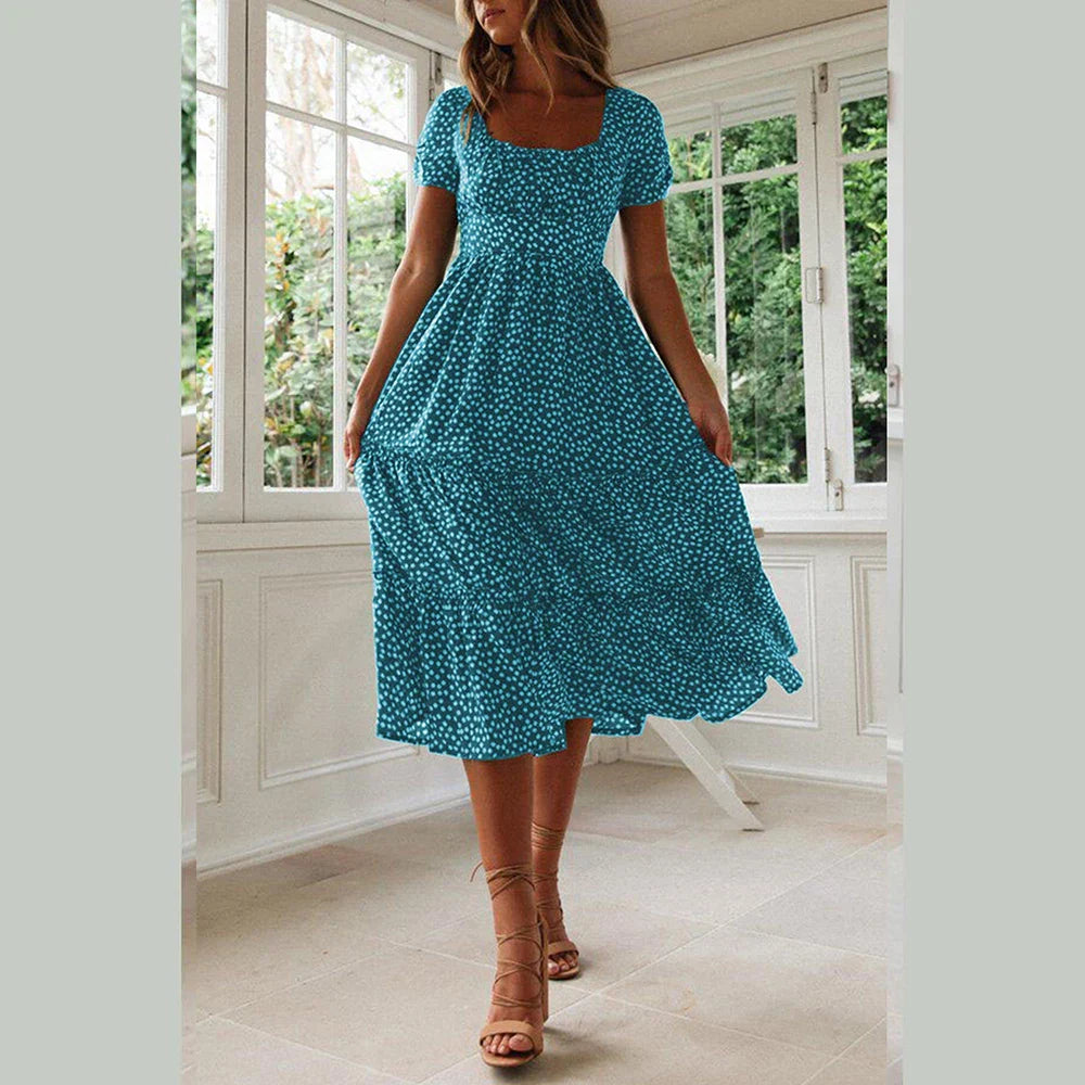 Robe florale bohème à manches courtes