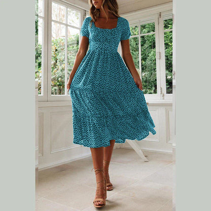 Robe florale bohème à manches courtes