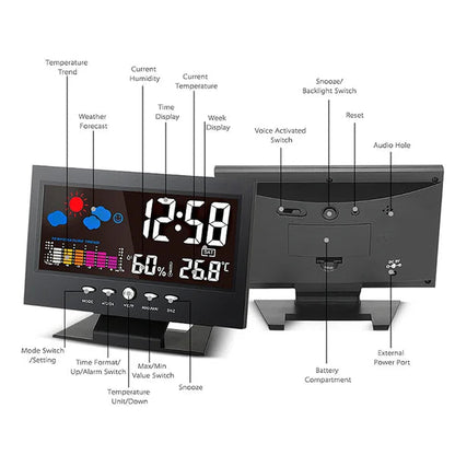 🔥🔥 Moniteur numérique de température et d'humidité à LED prévisions météo réveil de bureau à LED (50% de réduction sur le dernier jour)