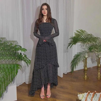 Robe élégante en mousseline à pois pour femmes