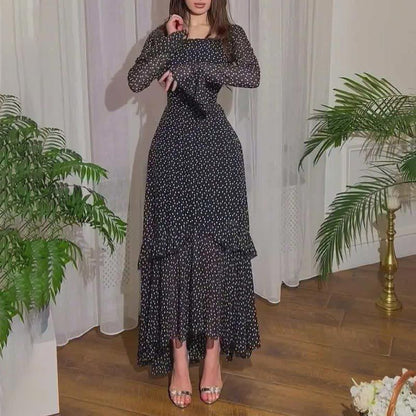 Robe élégante en mousseline à pois pour femmes