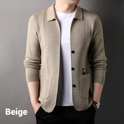 Manteau à manches longues en tricot à revers pour hommes