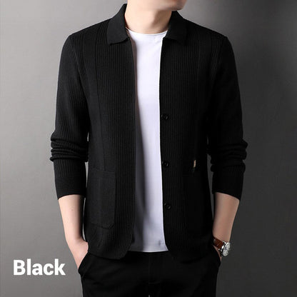 Manteau à manches longues en tricot à revers pour hommes