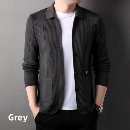 Manteau à manches longues en tricot à revers pour hommes