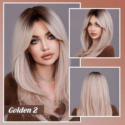 💃Perruque cheveux longs Perruque à frange dégradée