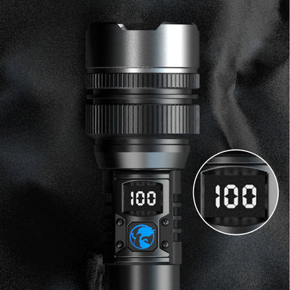 🔥Lampe de poche laser blanche avec zoom, batterie externe et affichage numérique