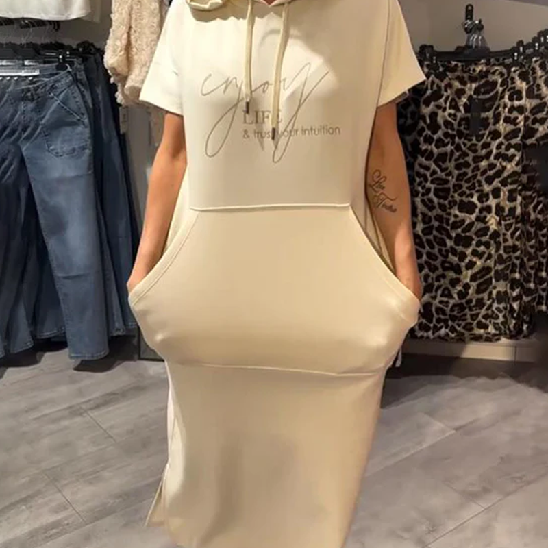 🔥Remise d'été 50%🔥Robe longue à capuche et manches courtes pour femmes